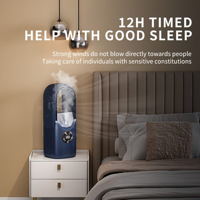 Portable Air Conditioning Fan USB Tower Fan Desktop Bladeless Fan - With Water Mist Cooling, Seven-color LED Ambient Light, Timer And Smart Shutdown - Perfect For Office, Travel, Camping And Home Essentials - 图片 5