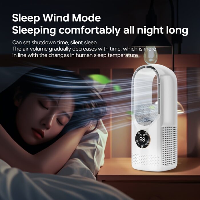 Portable Air Conditioning Fan USB Tower Fan Desktop Bladeless Fan - With Water Mist Cooling, Seven-color LED Ambient Light, Timer And Smart Shutdown - Perfect For Office, Travel, Camping And Home Essentials - 图片 4