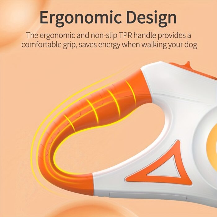 16ft Retractable Dog Leash - Hands-Free, LED Flashlight, Durable Nylon for Nighttime Walks & Runs, One-Button Brake & Lock | Comfortable Grip - 图片 2