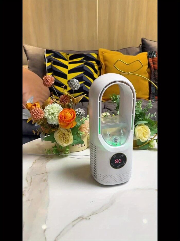 Portable Air Conditioning Fan USB Tower Fan Desktop Bladeless Fan - With Water Mist Cooling, Seven-color LED Ambient Light, Timer And Smart Shutdown - Perfect For Office, Travel, Camping And Home Essentials - 图片 2