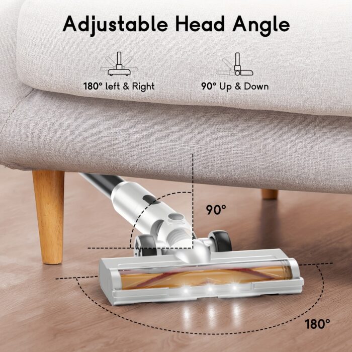 Cordless Vacuum Cleaner, 35-45kPa Powerful Stick Vacuum, Rechargeable Battery, Vacuum Cleaners for Home Anti-Tangled Lightweight Handheld for Hardwood Floor, Carpets, Pet Hair - 图片 6