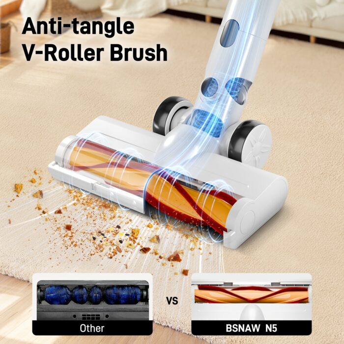 Cordless Vacuum Cleaner, 35-45kPa Powerful Stick Vacuum, Rechargeable Battery, Vacuum Cleaners for Home Anti-Tangled Lightweight Handheld for Hardwood Floor, Carpets, Pet Hair - 图片 4